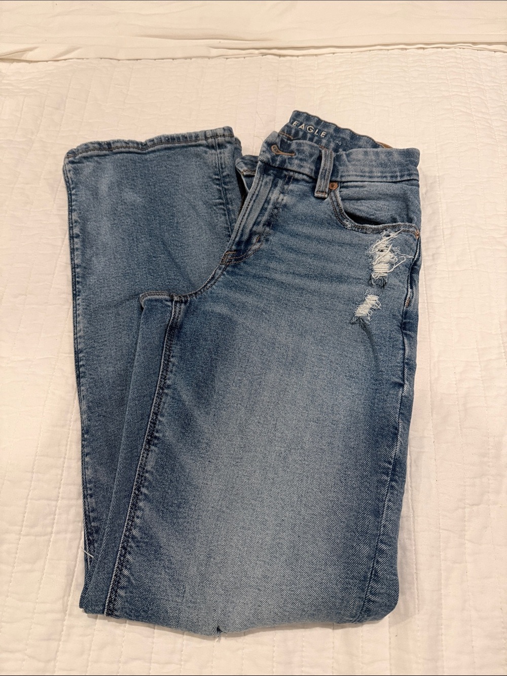 American Eagle Outfitters High-Rise Light Blue Distressed Jeans